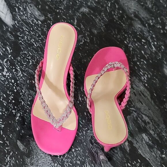 BRAND NEW BEBE AISLINN WOMEN'S RHINESTONE SLIP ON HEELS SANDAL - Picture 5 of 16